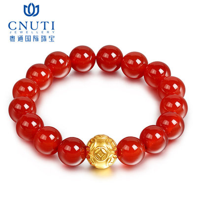 CNUTI粤通国际珠宝黄金转运珠手链 足金999与3D硬金工艺下的财富与祥瑞